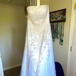Worn once white ball gown prom dress